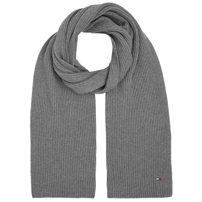 Tommy Hilfiger  - Tommy Hilfiger - TH essential flag scarf | Halstørklæde Grey Heather