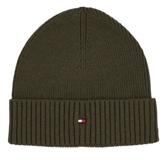 Tommy Hilfiger  - Tommy Hilfiger - TH essential flag beanie | Strik Hue Army Grøn