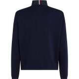 Tommy Hilfiger  - Tommy Hilfiger - Mixed media sweater zip | Strik Marineblå