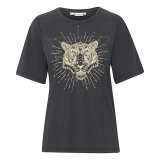 Pulz Jeans ( Dame )  - PULZ - PZELONA TIGER TEE | T-SHIRT BLACK BEAUTY