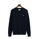 Gant - Gant - Cotton cable crew neck | Strik Marineblå