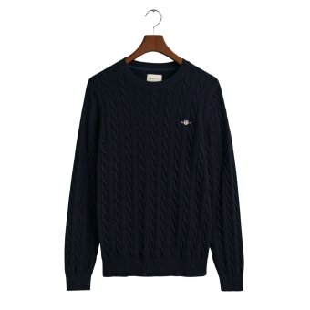 Gant - Gant - Cotton cable crew neck | Strik Marineblå