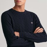 Gant - Gant - Cotton cable crew neck | Strik Marineblå