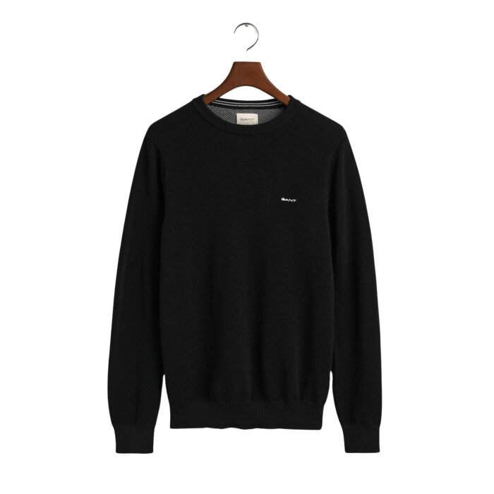 Gant - Gant - Cotton pique crew neck | Strik Sort