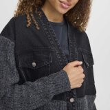 Pulz Jeans ( Dame )  - PULZ - PZANKE MIX FABRIC | CARDIGAN BLACK DENIM