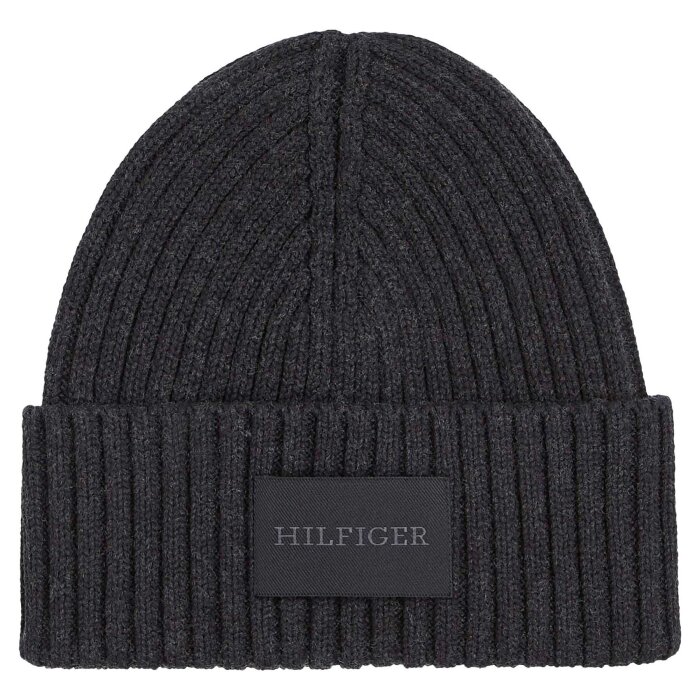 Tommy Hilfiger  - Tommy Hilfiger - Monoype patch cotton beanie | Strik Hue Black