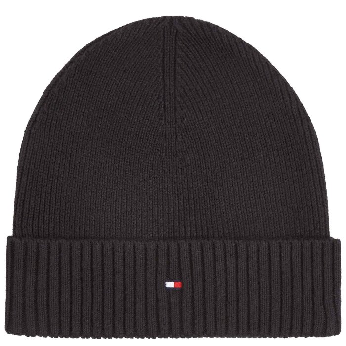 Tommy Hilfiger  - Tommy Hilfiger - Flag pima cotton beanie | Strik Hue Black