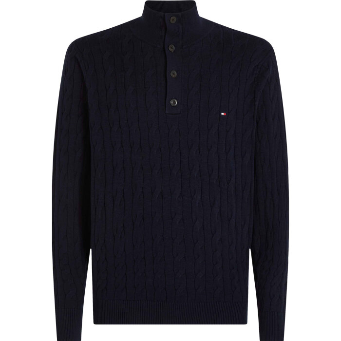 Tommy Hilfiger  - Tommy Hilfiger - Cotton Cable Sweater | Strik Desert Sky