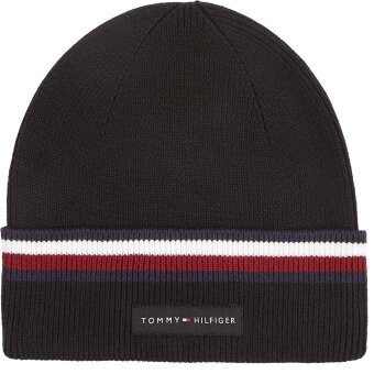 Tommy Hilfiger  - Tommy Hilfiger - Corp love stripe beanie | Strik hue Black