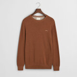 Gant - Gant - Cotton pique crew neck | Strik Hazelnut Melange