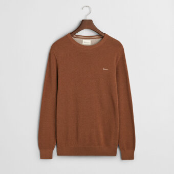 Gant - Gant - Cotton pique crew neck | Strik Hazelnut Melange