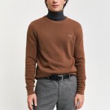 Gant - Gant - Cotton pique crew neck | Strik Hazelnut Melange