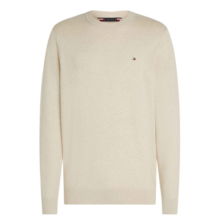 Tommy Hilfiger  - Tommy Hilfiger - TH cotton/cashmere crew neck | Strik Heather Oatmilk