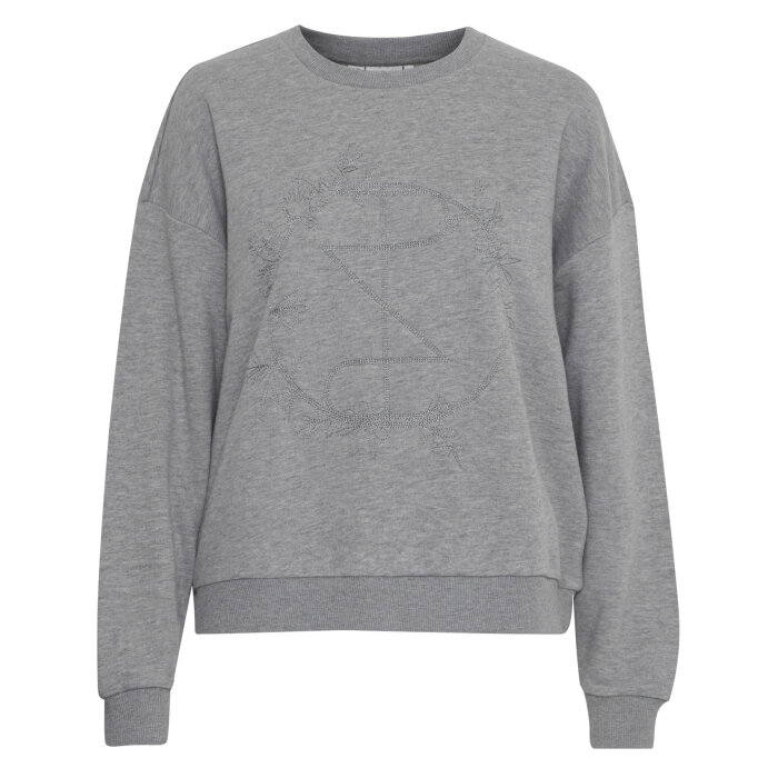 Pulz Jeans ( Dame )  - PULZ - PZTABITA LOGO SW | SWEATSHIRT MEDIUM GREY 