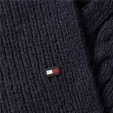 Tommy Hilfiger acessories - Tommy Hilfiger - TH flag cable knit scarf | Halstørklæde Space Blue