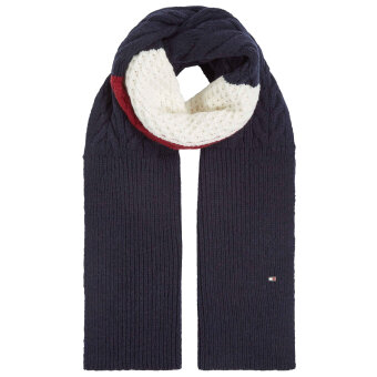 Tommy Hilfiger acessories - Tommy Hilfiger - TH flag cable knit scarf | Halstørklæde Space Blue