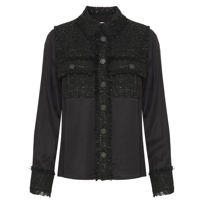 Pulz Jeans ( Dame )  - PULZ - PZCOSSIE SHIRT JACKET | SKJORTE JAKKE BLACK BEAUTY