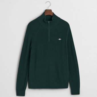 Gant - Gant - Cotton/wool 1/2 zip | Strik Tartan Green