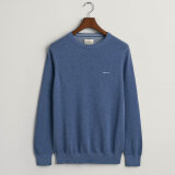 Gant - Gant - Cotton pique crew neck | Strik Denim Blue Melange