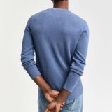 Gant - Gant - Cotton pique crew neck | Strik Denim Blue Melange