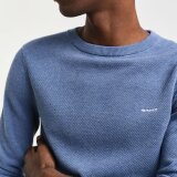 Gant - Gant - Cotton pique crew neck | Strik Denim Blue Melange