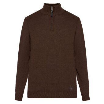 Signal - Signal - Klaus halfzip sweater | Strik Chocolat Brown