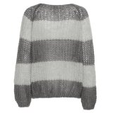 Pulz Jeans ( Dame )  - PULZ - PZPEYTON LS STRIPED ONECK | STRIK GREY STRIPED