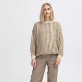 Pulz Jeans ( Dame )  - PULZ - PZPEYTON LS ONECK PULLOVER | STRIK BROWN MELANGE