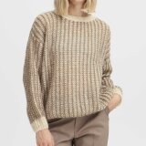 Pulz Jeans ( Dame )  - PULZ - PZPEYTON LS ONECK PULLOVER | STRIK BROWN MELANGE