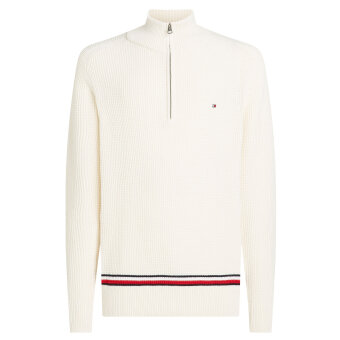 Tommy Hilfiger  - Tommy Hilfiger - Structure global zip mock | Strik Ivory Petal