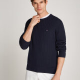 Tommy Hilfiger  - Tommy Hilfiger - Herringbone structure crew | Strik Marineblå