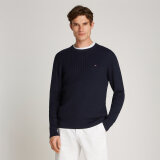 Tommy Hilfiger  - Tommy Hilfiger - Herringbone structure crew | Strik Marineblå