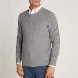 Tommy Hilfiger  - Tommy Hilfiger -  Herringbone structure crew | Strik Medium Grey