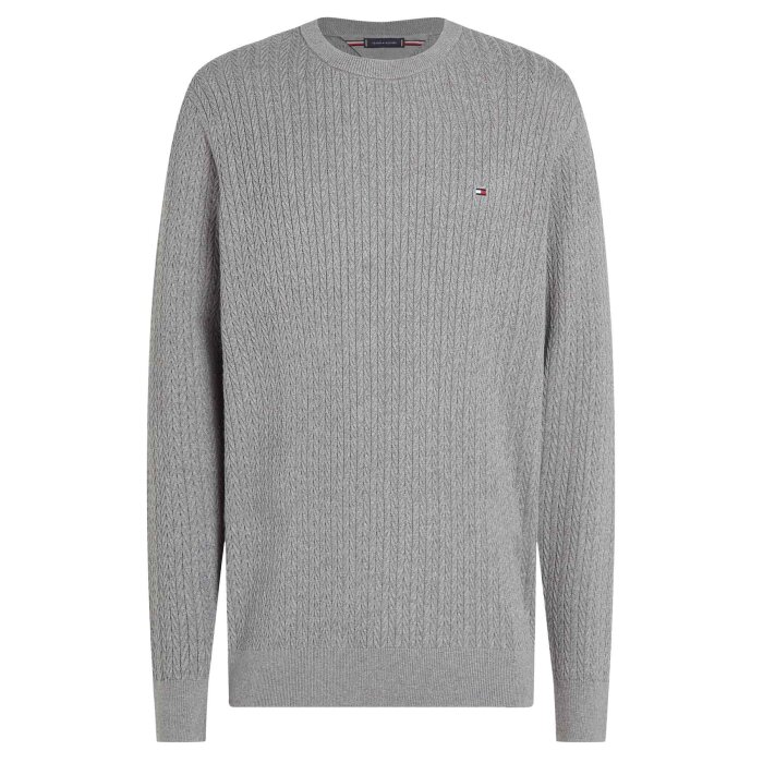 Tommy Hilfiger  - Tommy Hilfiger -  Herringbone structure crew | Strik Medium Grey