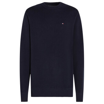 Tommy Hilfiger  - Tommy Hilfiger - Chunky cotton crew neck | Strik Marineblå