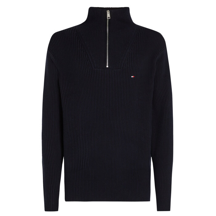 Tommy Hilfiger  - Tommy Hilfiger - Chunky cotton zip | Strik Marineblå