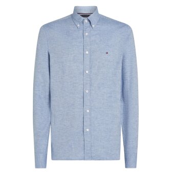 Tommy Hilfiger  - Tommy Hilfiger - Brushed linen solid shirt | Skjorte Shirt Blue