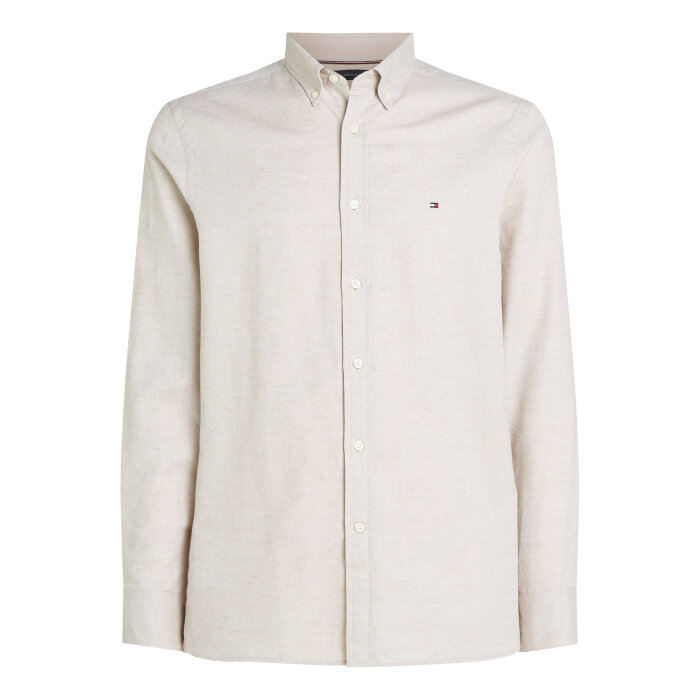 Tommy Hilfiger  - Tommy Hilfiger - Brushed linen solid shirt | Skjorte Sandalwood