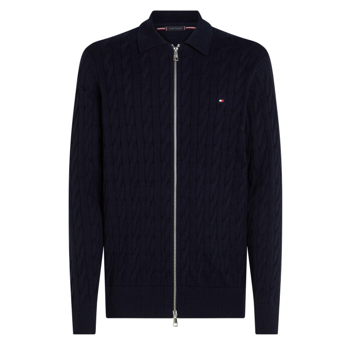 Tommy Hilfiger  - Tommy Hilfiger - Cable zip through | Cardigan Marineblå