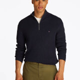 Tommy Hilfiger  - Tommy Hilfiger - Racking zip mock | Strik Marineblå