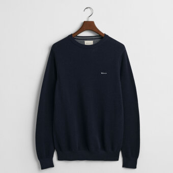 Gant - Gant - Cotton pique crew neck | Strik Marineblå