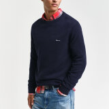 Gant - Gant - Cotton pique crew neck | Strik Marineblå