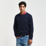 Gant - Gant - Cotton pique crew neck | Strik Marineblå