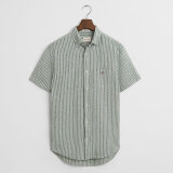 Gant - Gant - Cotton linen stripe shirt | K/Æ Skjorte Woody Green 