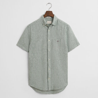 Gant - Gant - Cotton linen stripe shirt | K/Æ Skjorte Woody Green 