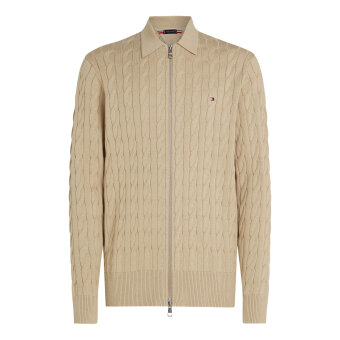 Tommy Hilfiger  - Tommy Hilfiger - Cable zip through | Cardigan sandalwood