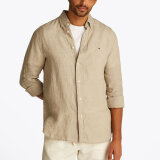 Tommy Hilfiger  - Tommy Hilfiger - Linen pigment dyed shirt | Skjorte Sandalwood