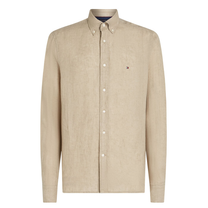 Tommy Hilfiger  - Tommy Hilfiger - Linen pigment dyed shirt | Skjorte Sandalwood