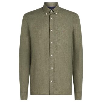 Tommy Hilfiger  - Tommy Hilfiger - Linen pigment dyed shirt | Skjorte Battle Green