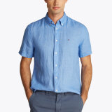 Tommy Hilfiger  - Tommy Hilfiger - Pigment dyed linen shirt | K/Æ Skjorte Blue Spell